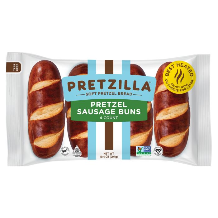 PRETZILLA: Pretzel Sausage Buns 4 Count, 10.4 oz