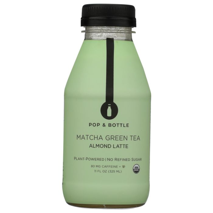POP AND BOTTLE: Matcha Green Tea Almond Latte, 11 oz