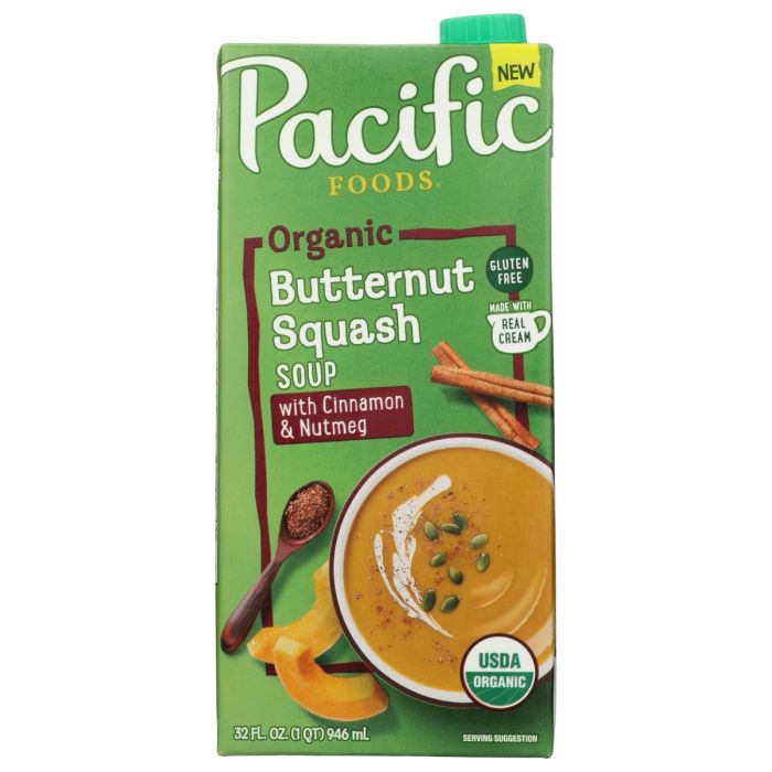 PACIFIC FOODS: Organic Butternut Squash Soup with Cinnamon and Nutmeg, 32 fo