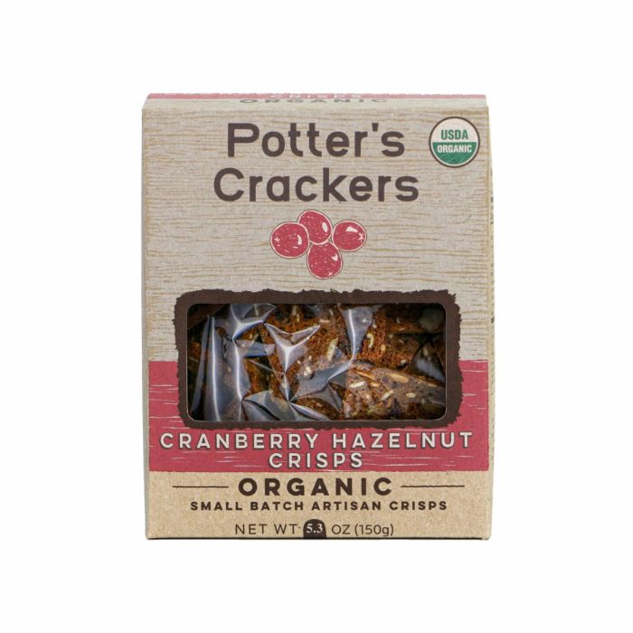 POTTER CRACKERS: Cranberry Hazelnut Crisps, 5.3 oz