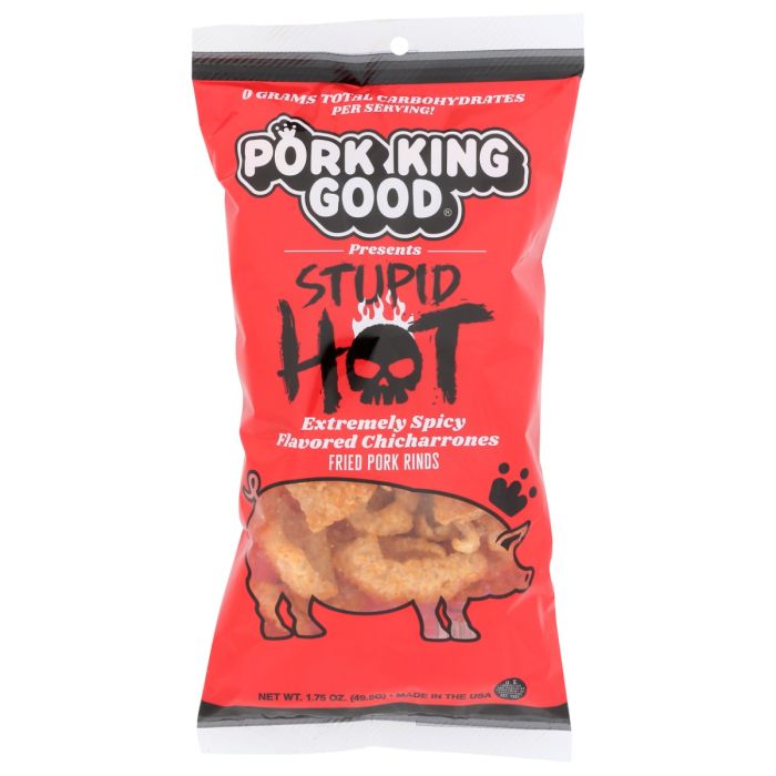 PORK KING GOOD: Stupid Hot Pork Rinds, 1.75 oz