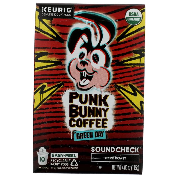 PUNK BUNNY COFFEE: Soundcheck Dark Roast Kcup Coffee, 10 ea