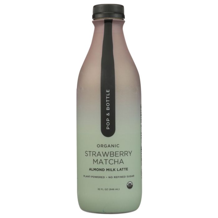POP AND BOTTLE: Strawberry Matcha Almond Latte, 32 oz