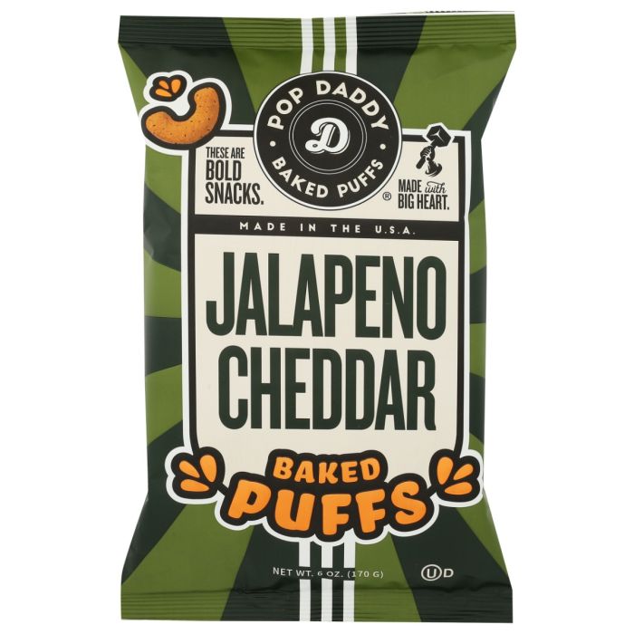POP DADDY POPCORN AND PRETZELS: Jalapeno Cheddar Puffs, 6 oz