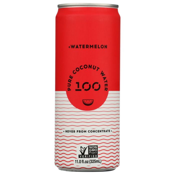 100 COCONUTS: Pure Coconut Watermelon Water, 11 fo