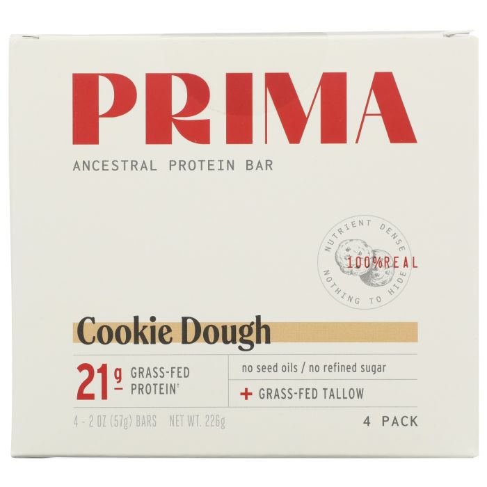 PRIMA: Cookie Dough Ancestral Protein Bar 4 Count, 8 oz