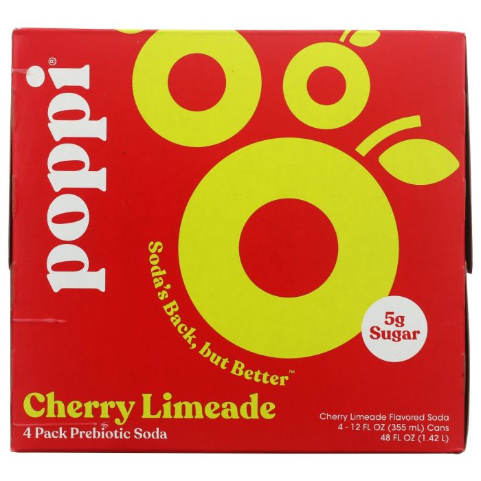 POPPI: Cherry Limeade Prebiotic Soda 4 Count, 48 fo