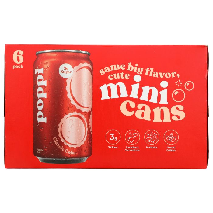POPPI: Classic Cola Mini Soda 6 Count, 45 fo