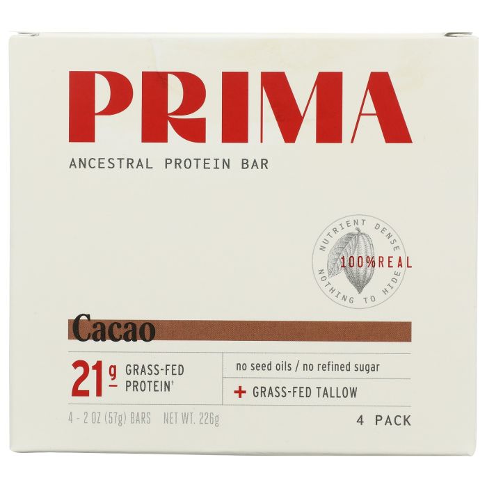 PRIMA: Cacao Ancestral Protein Bars 4 Count, 8 oz