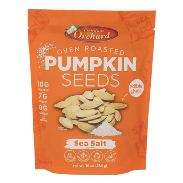 PREMIUM ORCHARD: Sea Salt Roasted Pumpkin Seeds, 10 oz