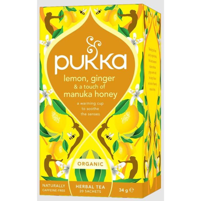 PUKKA HERBS: Organic Lemon Ginger and Touch of Manuka Honey Tea, 20 bg