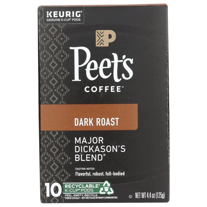 PEETS COFFEE: Major Dickasons Blend KCup Pods Coffee, 10 ea