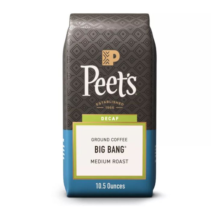 PEETS COFFEE: Decaf Big Bang Ground Medium Roast Coffee, 10.5 oz