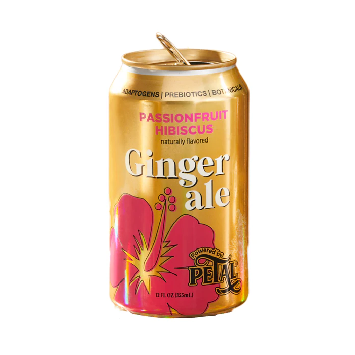 PETAL: Passionfruit Hibiscus Ginger Ale Soda, 12 fo