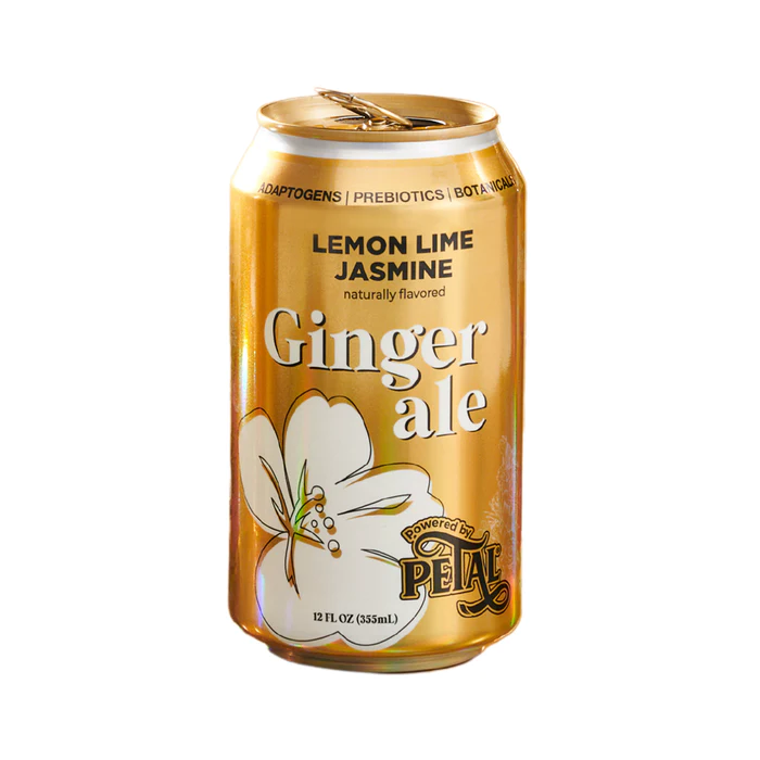 PETAL: Lemon Lime Jasmine Ginger Ale Soda, 12 fo
