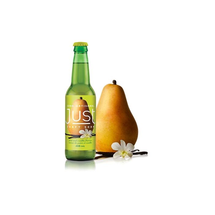 JUST CRAFT SODA: Pear and Vanilla Soda, 12 oz