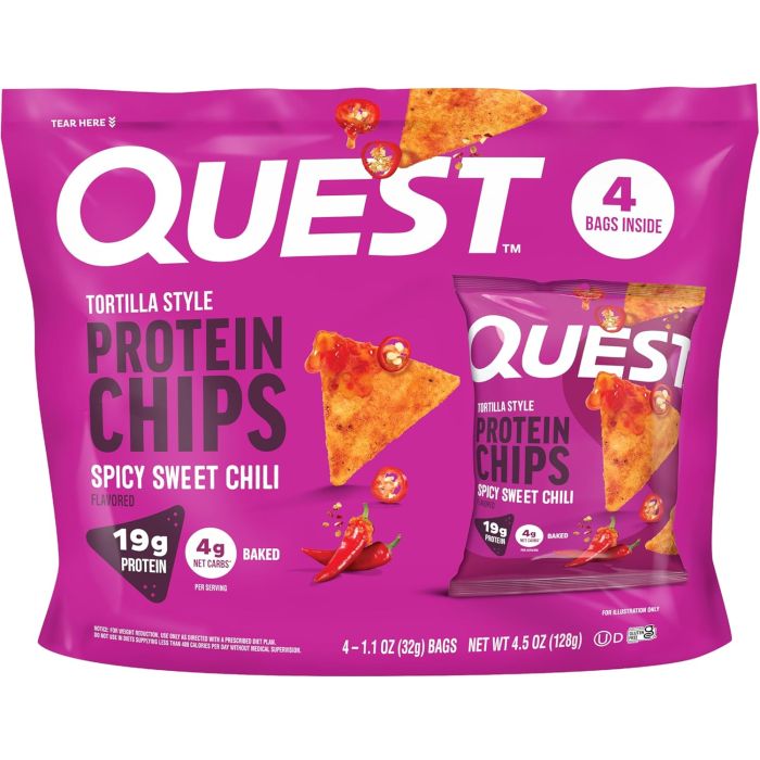 QUEST: Spicy Sweet Chili Tortilla Style Protein Chips 4 Count, 4.5 oz