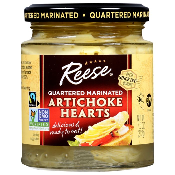 REESE: Quartered Marinated Artichoke Hearts, 7.5 oz