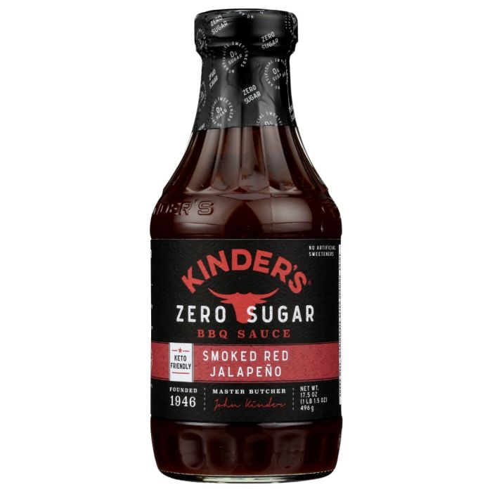 KINDERS: Zero Sugar Smoked Red Jalapeno BBQ Sauce, 17.5 oz