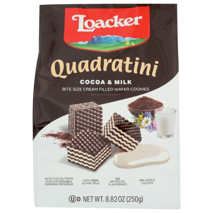 LOACKER: Quadratini Cocoa and Milk Wafer, 8.82 oz
