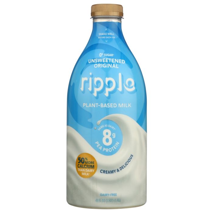 RIPPLE: Unsweetened Original Milk, 48 oz