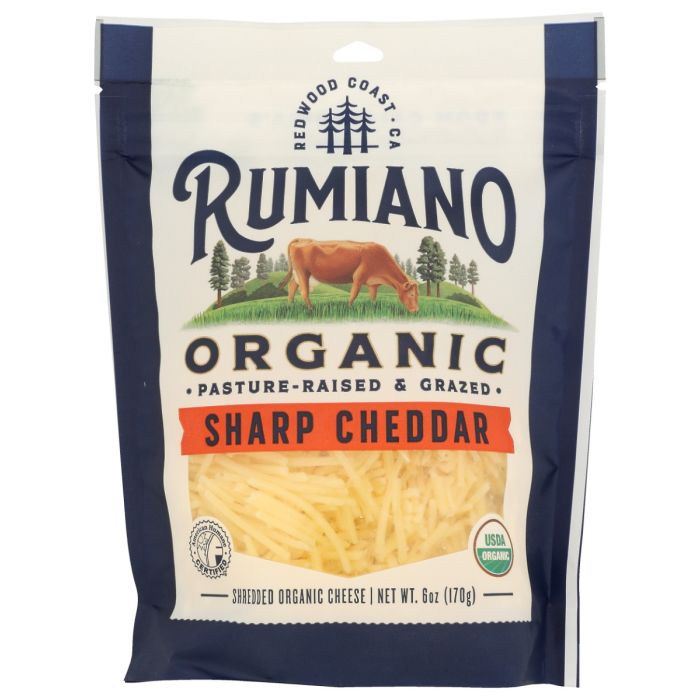 RUMIANO FAMILY: Organic Sharp Cheddar Shredded Cheese, 6 oz