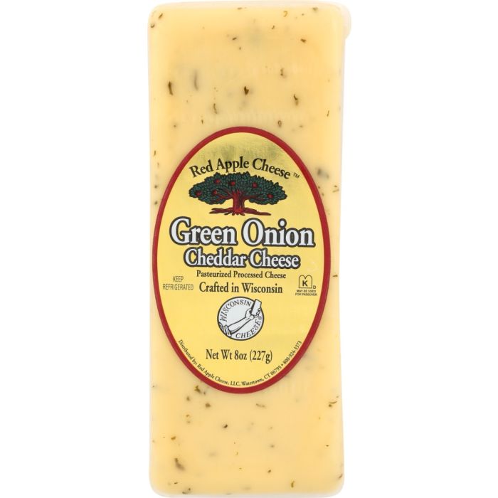 RED APPLE: Green Onion Cheddar Cheese, 8 oz