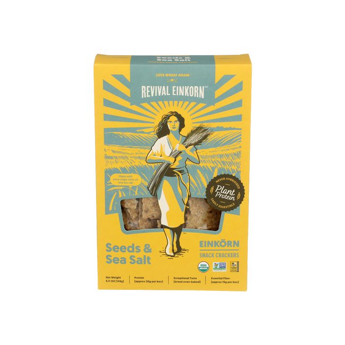 REVIVAL EINKORN: Seeds and Sea Salt Crackers, 5.11 oz
