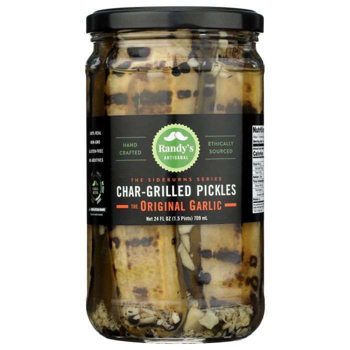 RANDYS ARTISANAL: Sideburns Original Garlic Char Grilled Pickles, 24 oz