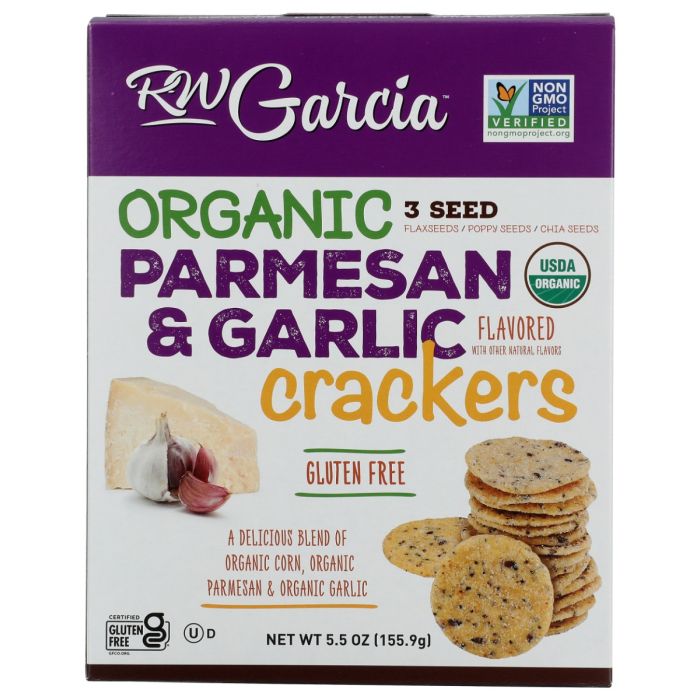 RW GARCIA: Organic Parmesan Garlic Crackers, 5.5 oz