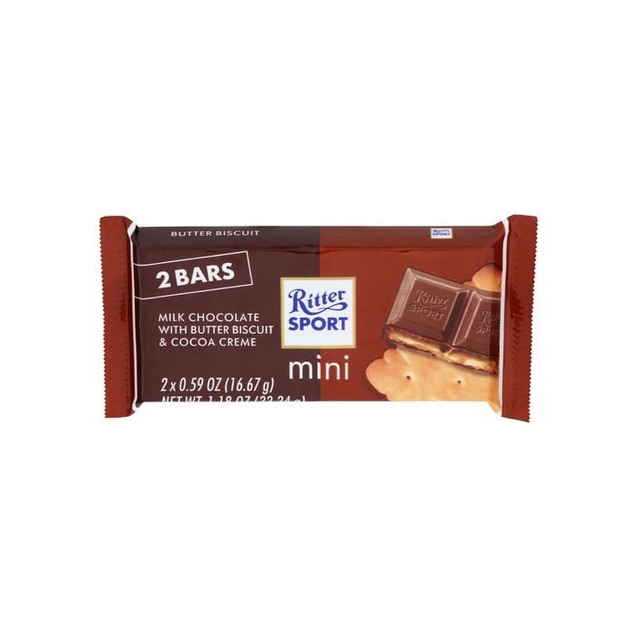 RITTER SPORT: Milk Chocolate with Butter Biscuit and Cocoa Creme Mini, 1.18 oz