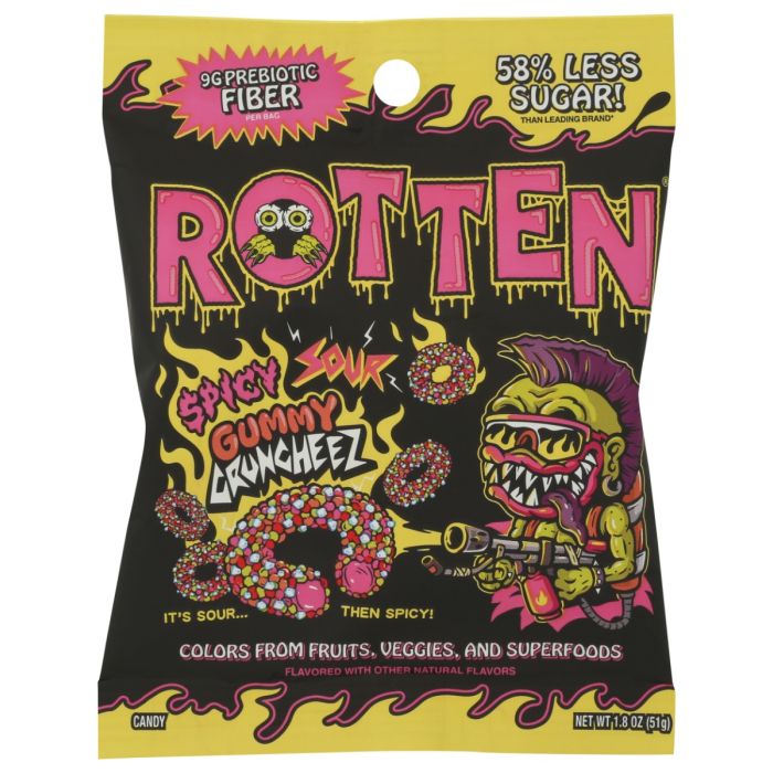 ROTTEN: Spicy Sour Gummy Cruncheez, 1.8 oz
