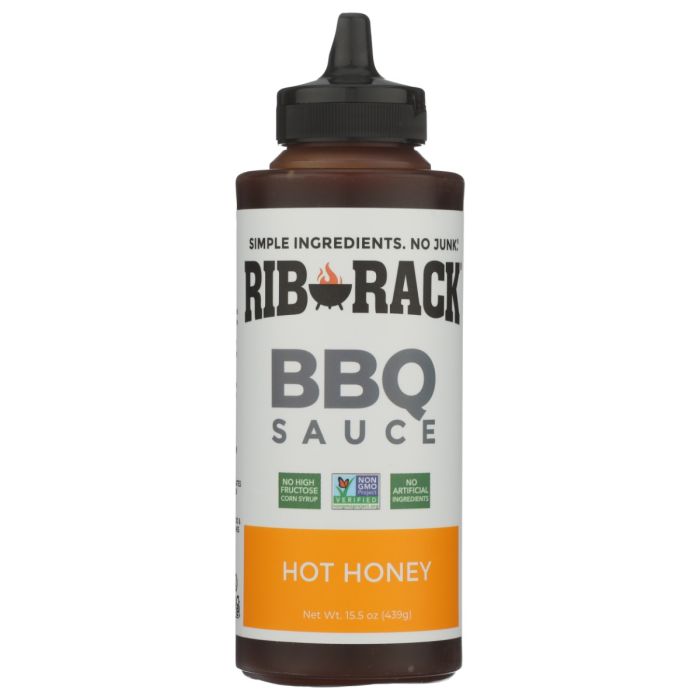 RIB RACK: Hot Honey Bbq Sauce Squeeze, 15.5 oz