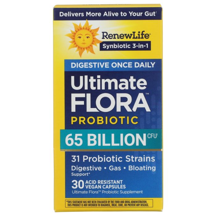 RENEW LIFE: Ultimate Flora Digestive Once Daily Probiotic 65 Billion, 30 vc
