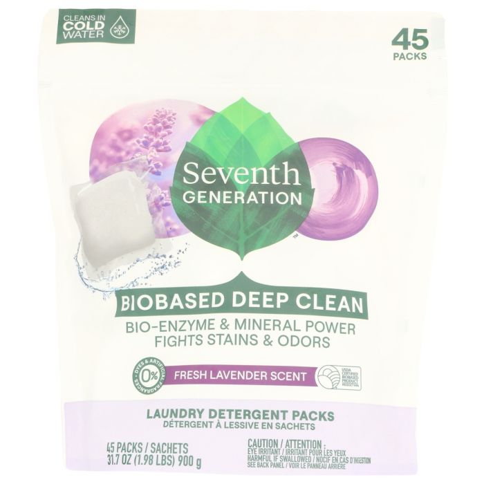 SEVENTH GENERATION: Laundry Detergent Packs Fresh Lavender, 45 pc