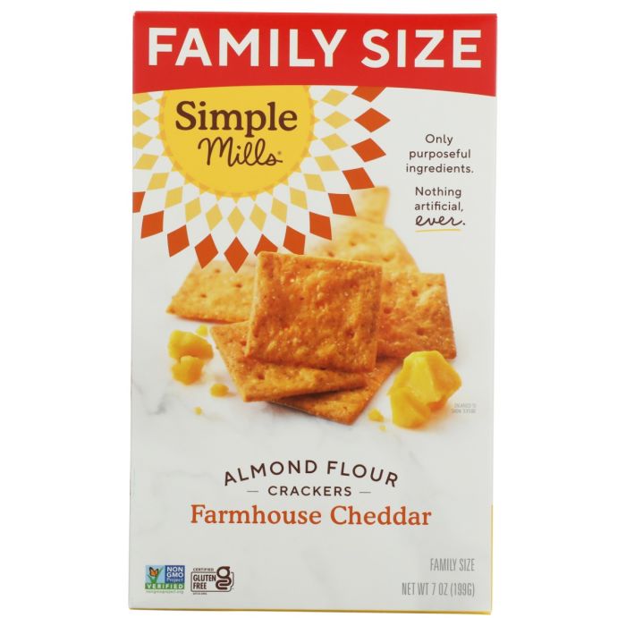 SIMPLE MILLS: Farmhouse Cheddar Almond Flour Crackers, 7 oz