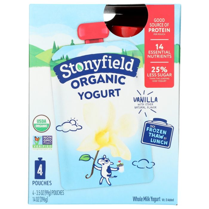 STONYFIELD: Organic Kids Vanilla Whole Milk Yogurt 4 Count, 14 oz