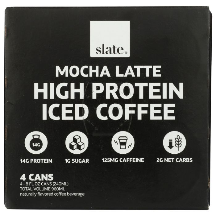 SLATE: Mocha Latte High Protein Iced Coffee 4 Count, 32 fo