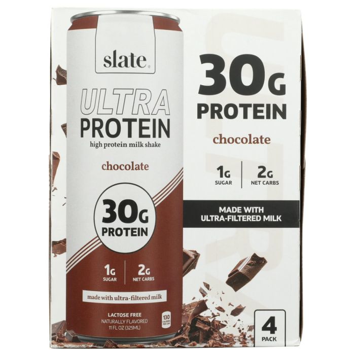 SLATE: Chocolate Ultra Protein Shake 30g 4 Count, 44 fo