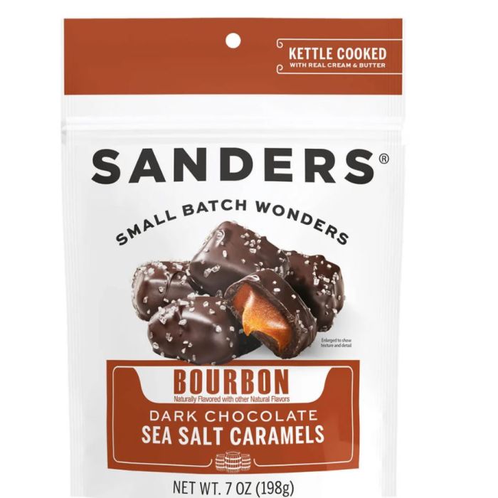 SANDERS: Bourbon Dark Chocolate Sea Salt Caramels, 7 oz