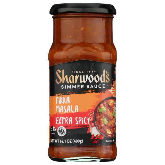 SHARWOODS: Extra Spicy Tikka Masala Simmer Sauce, 14.1 oz