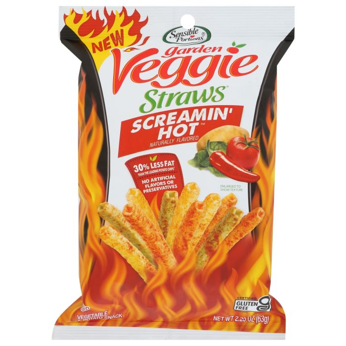 SENSIBLE PORTIONS: Garden Veggie Straws Screamin Hot, 2.25 oz