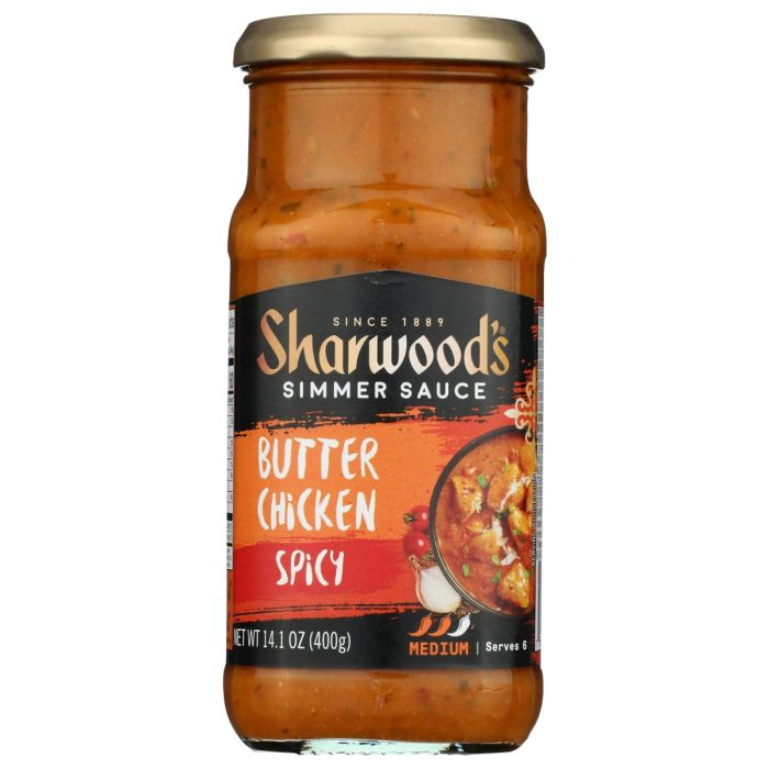 SHARWOODS: Butter Chicken Spicy Simmer Sauce, 14.1 oz