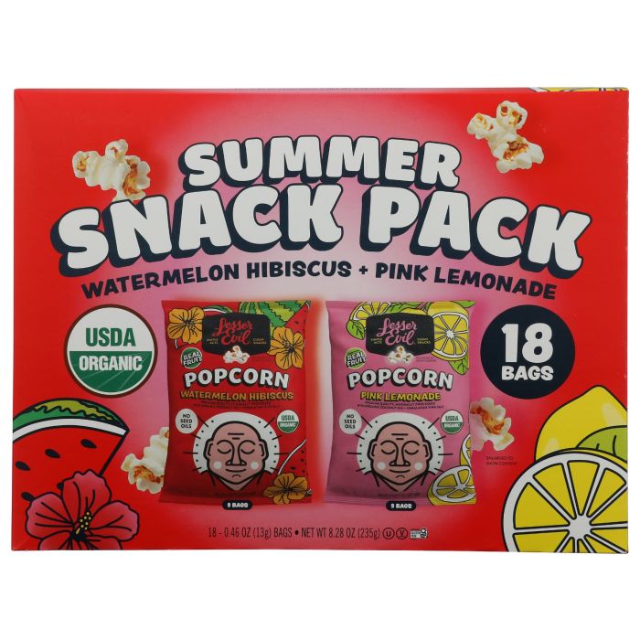 LESSER EVIL: Summer Popcorn Snack Pack 10pc, 8.28 oz