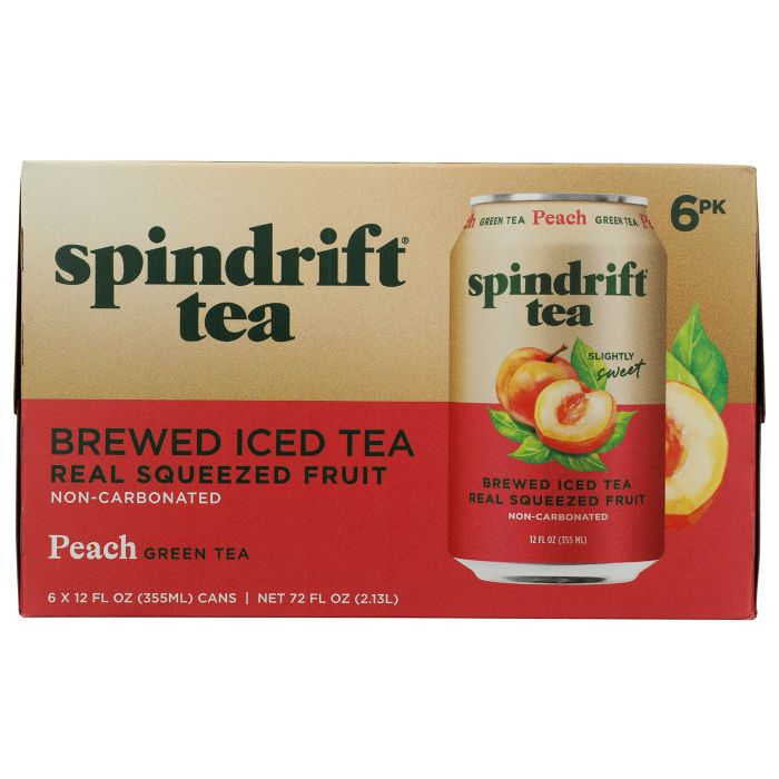 SPINDRIFT: Peach Green Tea 6pc, 72 fo