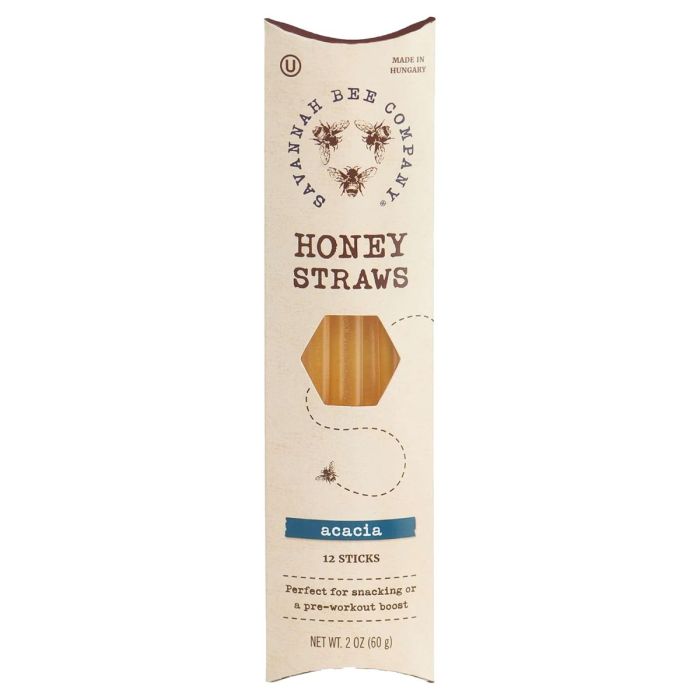 SAVANNAH BEE CO: Acacia Honey Straws 12 Count, 2 oz