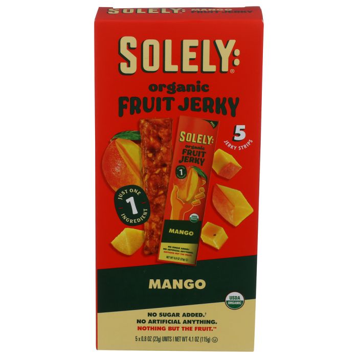 SOLELY: Organic Mango Fruit Jerky 5 Count, 4.1 oz