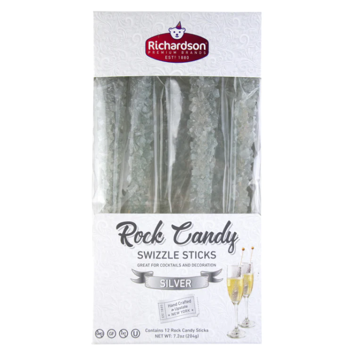 RICHARDSON BRANDS: Rock Candy Swizzle Sticks Wedding Box Silver 12Ct, 7.2 oz
