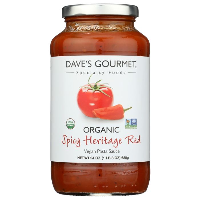 DAVES GOURMET: Organic Spicy Heritage Red Pasta Sauce, 24 oz