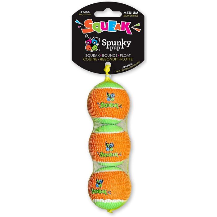 SPUNKY PUP: Squeaky Tennis Balls Medium 3pk, 1 ea